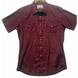 Vintage Crazy Cowboy Pearl Snap Western Shirt Men's XL‎ Plum Silver Lines Rodeo